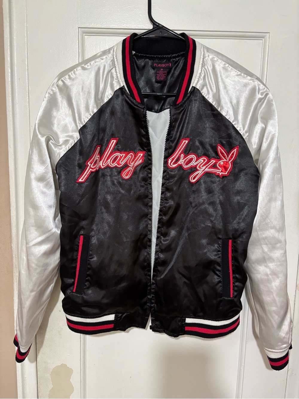 PLAYBOY Black, White and Red Varsity Jacket Women’s.